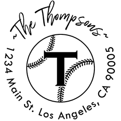 Baseball Outline Letter T Monogram Stamp Sample